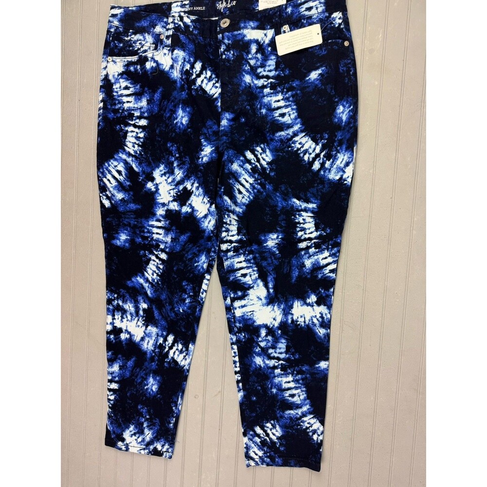 Style&Co Size 18p Petite Womens Jeans Blue Tie Dye Skinny Hi Rise Curvy Fit